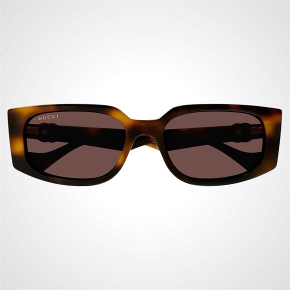 NEW GUCCI Sunglasses Brown 55-18-140 New Rectangle Havana Tortoise Gold GG Metal main image 8